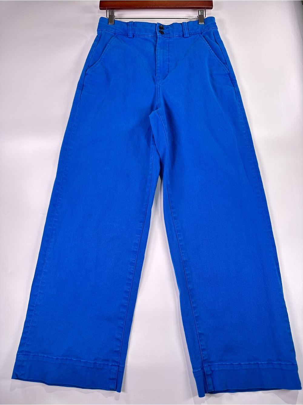 Everlane Utility Wide Leg Crop Pant Bright Blue Organic Cotton Size 6 - Picture 2 of 12